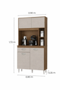 Ver imagem 3 de Kit Cozinha Duda 90cm Compacta 4 Portas 1 Gaveta Porta de Correr Castanho Off White