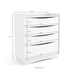 Cômoda com 3 Gavetas e 1 Gavetão - Branco - 4