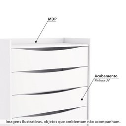 Cômoda com 3 Gavetas e 1 Gavetão - Branco - 2