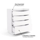 Ver imagem 3 de Cômoda com 3 Gavetas e 1 Gavetão - Branco