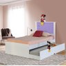 Cama Infantil Barcelona Adesivada com Cama Aux 0,90m Branco com Rosa - Tebarrot - 2