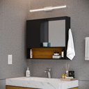Ver imagem 2 de Espelheira para Banheiro Armário Organizador 1 Porta com Nicho e Espelho Incluso - Jm3 Móveis:preto/