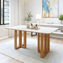 Ver imagem 1 de Mesa de Jantar 6 Lugares Tampo MDF Tessera Off White Amêndoa Clean/Off White