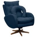 Ver imagem 3 de Kit Poltrona de Amamentação Base Giratória Balanço e Puff Angra Veludo - Sofa Store:Veludo Azul Mari