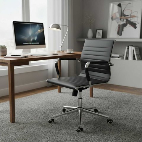 Cadeira Escritório Home Office Giratória Baixa Moderna Esteirinha Rivatti