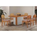 Ver imagem 1 de Conjunto: Mesa de Cozinha Pietá Tampo Curvo 180cm+6 Cadeiras Havana Naturale/Off White - Linho