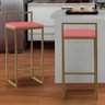 Banqueta Alta para Cozinha e Área Gourmet Minimalista Base de Metal Veludo Rose - 2