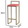 Banqueta Alta para Cozinha e Área Gourmet Minimalista Base de Metal Veludo Rose - 3