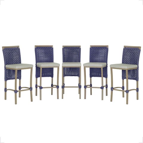 5 Banqueta em Alumínio Roma Fendi Corda Náutica Tecido 3