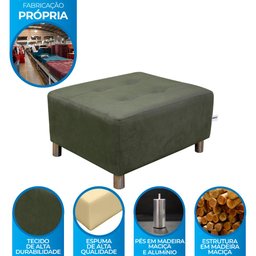 Puff Para Sala Quadrado Decorativo com Pés com Alumínio Nero Veludo Light Cinza Light Matrix - 2
