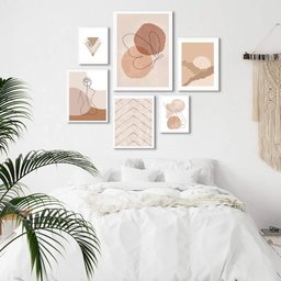 Composição 6 Quadros Minimalistas Quarto Soft Nude:madeira Preta - 1 Composição 6 Quadros Minimalistas Quarto Soft Nude:madeira Preta - 1