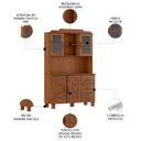 Ver imagem 3 de Armário de Cozinha Cristaleira 123cm 4 Portas Giana Castanho F07 - Mpozenato