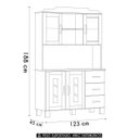 Ver imagem 4 de Armário de Cozinha Cristaleira 123cm 4 Portas Giana Castanho F07 - Mpozenato