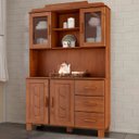 Ver imagem 1 de Armário de Cozinha Cristaleira 123cm 4 Portas Giana Castanho F07 - Mpozenato