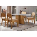 Ver imagem 1 de Conjunto: Mesa de Cozinha Berlim Curvo 120cm + 4 Cadeiras Havana Naturale/off White - Linho Bege -