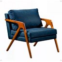 Ver imagem 2 de Kit 2 Poltronas Decorativa Mona Luxo Linho Base Madeira Cor Linho Azul Luxo