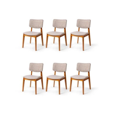 Kit 6 Cadeira de Jantar Madeira Maciça Manuela Estofada Premium Ergonomica Confortável Di Franco
