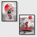 Ver imagem 1 de Kit 2 Quadros Geisha Art 45x34cm:Madeira preta
