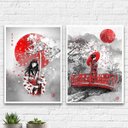 Ver imagem 2 de Kit 2 Quadros Geisha Art 45x34cm:Madeira preta