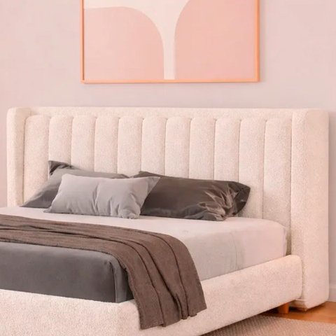 Cabeceira Yeon Casal Bouclé Off White - Sallar Home