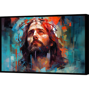 Quadro Decorativo Canvas com Filete Católico Religioso Jesus Cristo Gg