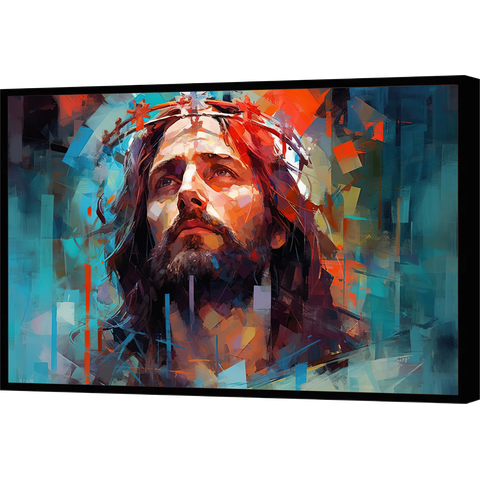 Quadro Decorativo Canvas com Filete Católico Religioso Jesus Cristo Gg