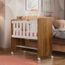 Ver imagem 1 de Mini Berço 100% MDF com Colchão Léo Yescasa Marrom/Branco/Ipê