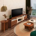 Ver imagem 1 de Sala de Estar Completa para TV Até 86 Polegadas Delta 2 Portas Cedro/Off White - Pnr Móveis