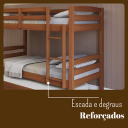 Treliche Solteiro Madeira Maciça com Cama Auxiliar e Proteção Castanho - 5