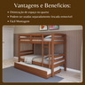 Treliche Solteiro Madeira Maciça com Cama Auxiliar e Proteção Castanho - 4