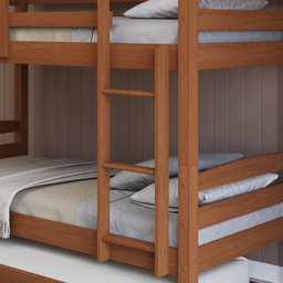 Treliche Solteiro Madeira Maciça com Cama Auxiliar e Proteção Castanho - 2