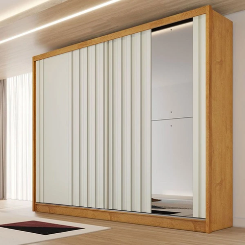 Guarda Roupa Ripado com Espelho 2 Portas Galati Made Marcs