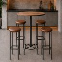 Ver imagem 1 de Conjunto Mesa Bistrô Alabama com 4 Banquetas Estofadas Kassel Cor Marrom - Kmj