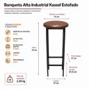Ver imagem 7 de Conjunto Mesa Bistrô Alabama com 4 Banquetas Estofadas Kassel Cor Marrom - Kmj