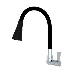 Torneira Cozinha Flexível Parede Cone Jato Duplo Preto/preto