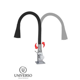 Torneira Cozinha Flexível Bancada Quadrada Cone Jato Duplo Preto/preto - 6