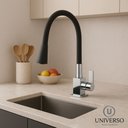 Ver imagem 5 de Torneira Cozinha Flexível Bancada Quadrada Cone Jato Duplo Preto/preto