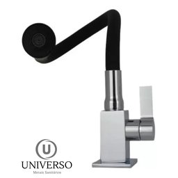 Torneira Cozinha Flexível Bancada Quadrada Cone Jato Duplo Preto/preto - 10