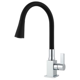 Torneira Cozinha Flexível Bancada Quadrada Cone Jato Duplo Preto/preto - 1