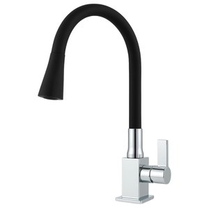 Torneira Cozinha Flexível Bancada Quadrada Cone Jato Duplo Preto/preto