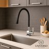 Torneira Cozinha Flexível Bancada Quadrada Cone Jato Duplo Preto/preto - 11