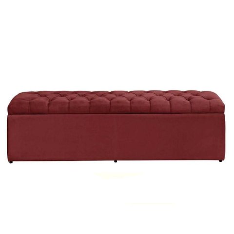 Calçadeira Recamier com Baú Sapateira Dubai 1,28 Viúva Solteirão Quarto Suede Vermelho - Aurora