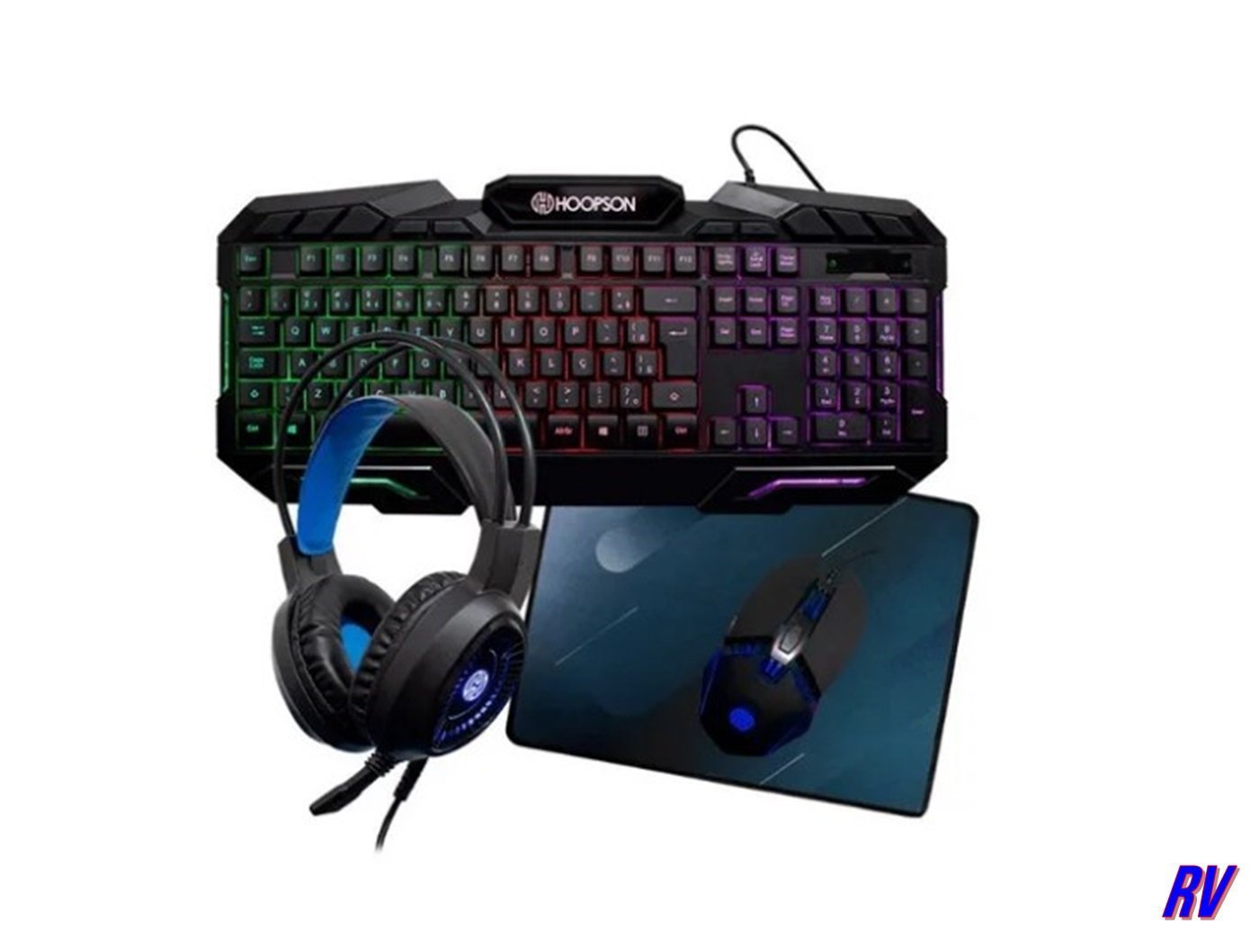 Kit Gamer Teclado Mouse Headset E Mouse Pad Hoopson Tpc-068k (4 em 1)