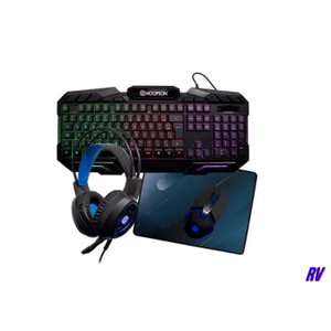 Kit Gamer Teclado Mouse Headset E Mouse Pad Hoopson Tpc-068k (4 em 1)