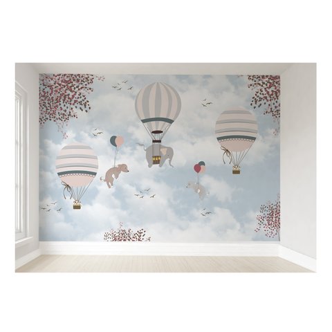 Papel de parede balão menina elefantinha infantil M² PP127