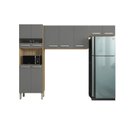 Ver imagem 2 de Cozinha Compacta 3 Peças 9 Portas sem Balcão Versalhes Freijó/Gris