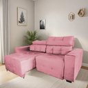 Ver imagem 1 de Sofá Retrátil e Reclinável Berlin Sala Quarto 2,00 Rosa