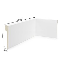 Rodapé de Poliestireno 12cm x 20mm x 2,40m Sobrepor Liso NFR Rodapés - 3