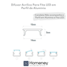 Canaleta Perfil Acrílico Leitoso Difusor para LED 15mm - Homeney Branco 2m - 3