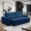 Ver imagem 2 de Sofá Retrátil e Reclinável 2 Lugares com Molas 1,50m Elisa Suede Azul Rover & Beato